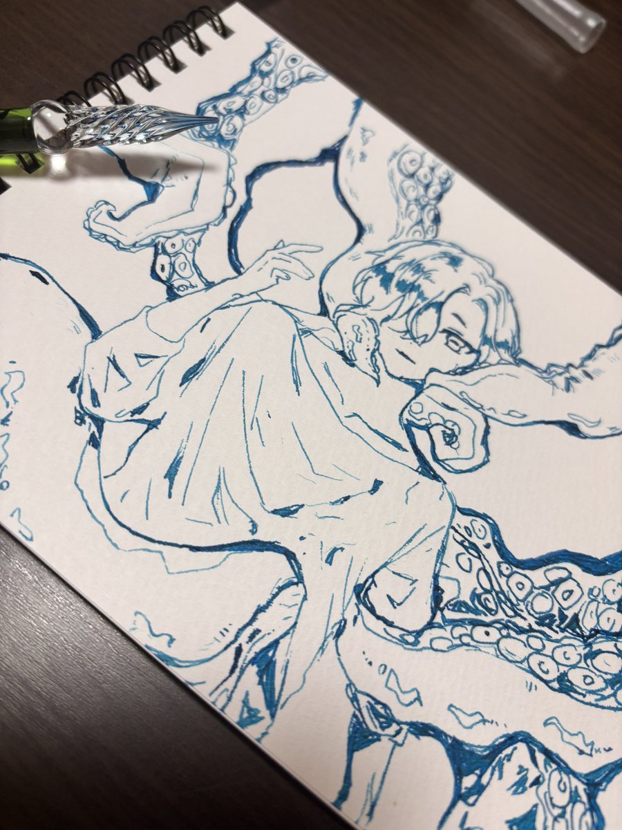 ガラスペン一発描き
禅タングルに近いものを感じた　#oc