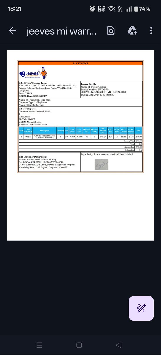 shashankharsh7's tweet photo. It's been 10 days from flipkart and 20 days from jeeves and still no help of my tv which was purchased 2 years earlier and no complete protection plan. Scammmers jeeves scammer flipkart #fraud #viral #ConsumerAlert #scams #flipkartshopping @flipkartsupport @consumercourt https://t.co/9Msnx9oVio