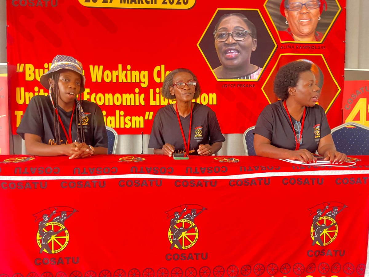 _cosatu's tweet photo. #COSATU National Gender structure thanks all Alliance partners, NALEDI, FES South Africa, Labour Research Services and other partners for sharing their messages and inputs in plenary 

@FES_SouthAfrica #LRS #FESSouthAfrica #NALEDI #CosatuGender2026 https://t.co/KWw4xKLya2