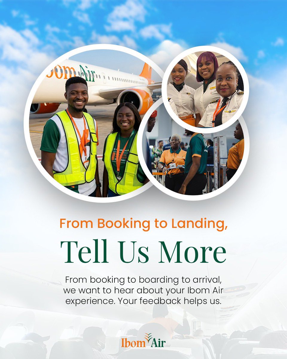 ibomairlines's tweet image. Feedback Friday.

Your experience matters to us.

From booking to landing, share your thoughts and help us serve you even better.

#FeedbackFriday #IbomAir