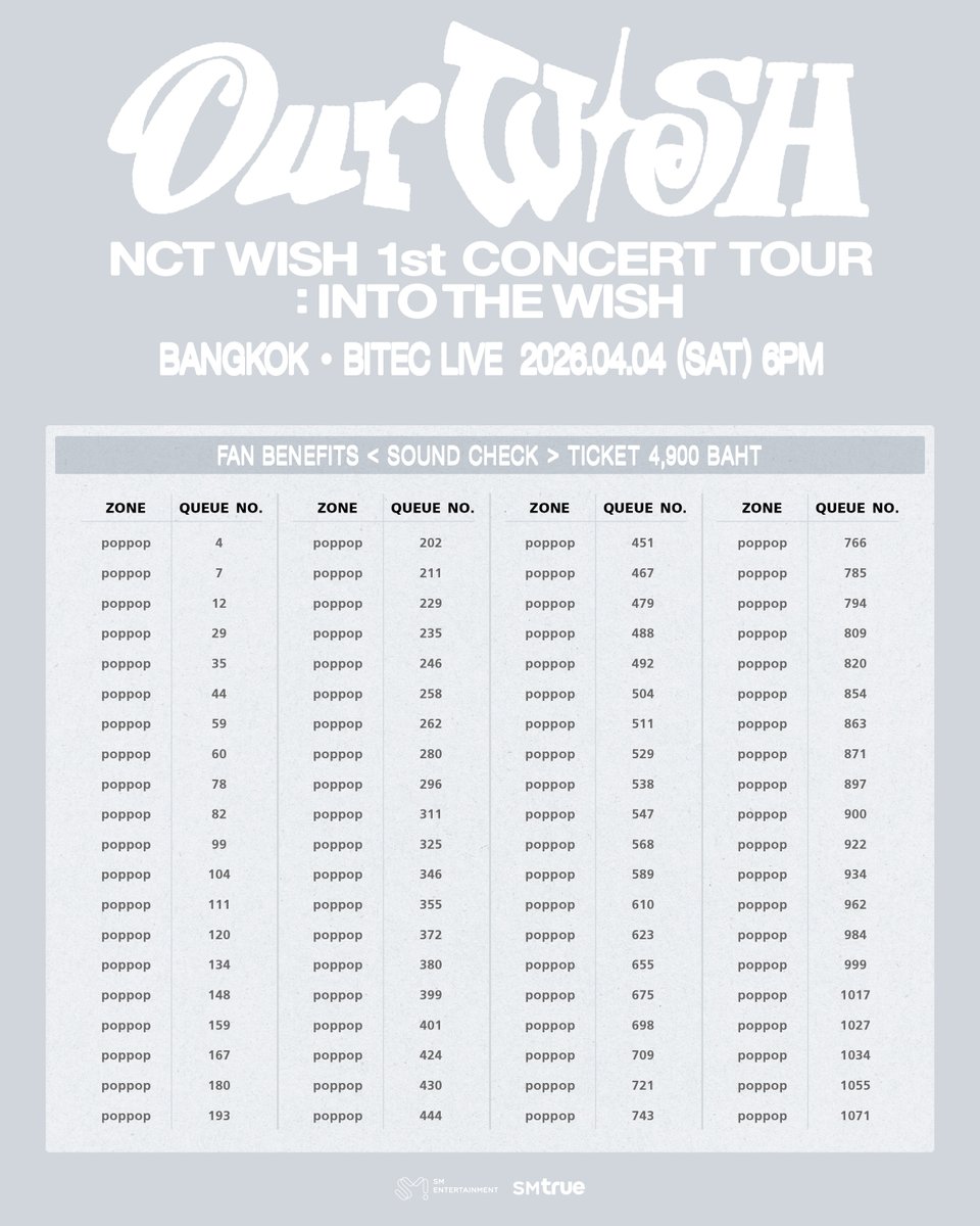 💚 รายละเอียดการยืนยันรับสิทธิ์ 💚
⠀
𝐍𝐂𝐓 𝐖𝐈𝐒𝐇 𝟏𝐬𝐭 𝐂𝐎𝐍𝐂𝐄𝐑𝐓 𝐓𝐎𝐔𝐑 ‘𝐈𝐍𝐓𝐎 𝐓𝐇𝐄 𝐖𝐈𝐒𝐇 : 𝐎𝐮𝐫 𝐖𝐈𝐒𝐇’ 𝐈𝐍 𝐁𝐀𝐍𝐆𝐊𝐎𝐊
⠀
🔮 𝟒 เมษายน 𝟐𝟎𝟐𝟔 (เสาร์)
⠀
✨ เวลาแสดง 𝟏𝟖:𝟎𝟎 น.
⠀
🪄 ไบเทค ไลฟ์ (𝐁𝐈𝐓𝐄𝐂 𝐋𝐈𝐕𝐄)
⠀⠀
_________________________