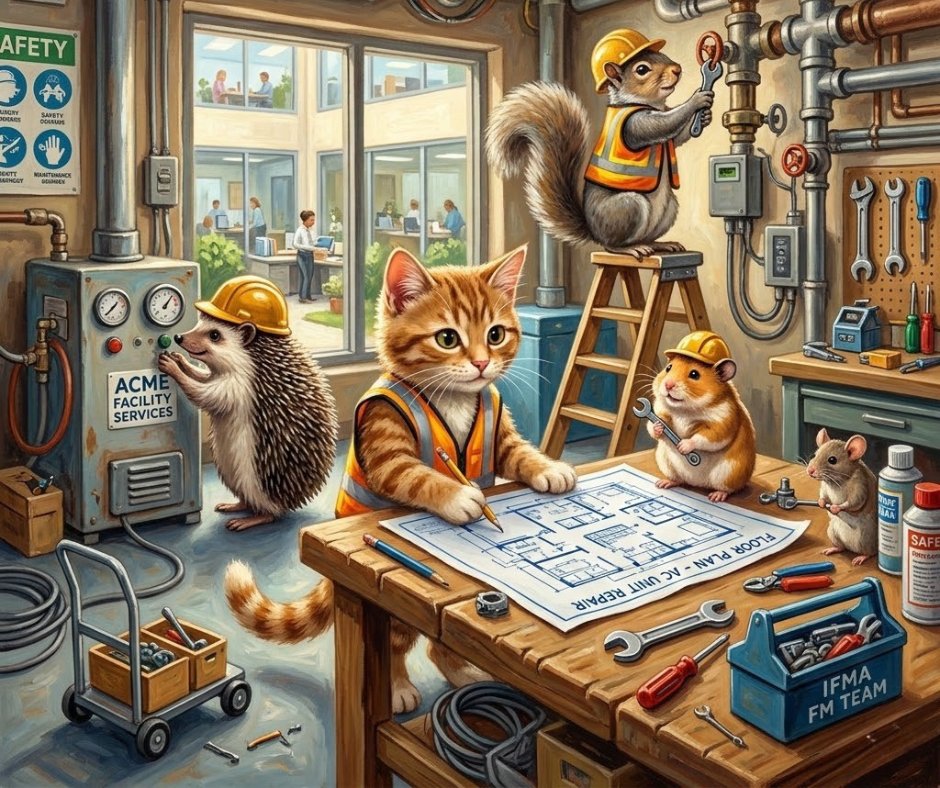 IFMASTL's tweet image. Running a facility is basically herding cats… and squirrels… and hedgehogs. 🐱🦔🐿️
Shout out to the real-life crew keeping everything running behind the scenes.

#FacilityManagement #IFMAStLouis #FMLife #FacilitiesTwitter