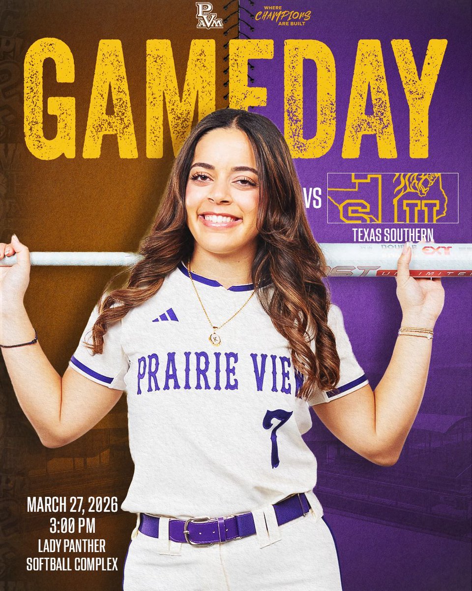 PVAMUPanthers's tweet image. PVAMUSB: It’s GAME DAY on the Hill!

Prairie View A&amp;amp;M Softball is back home for SWAC action as they host TSU at the PVAMU Softball Complex!

🗓 Friday, March 27
⏰ First Pitch: 3:00 PM
🎥 Watch: buff.ly/iOwxzx8
📊 Live Stats: buff.ly/EIJaqy7

#PVAMU #SWACSoftball