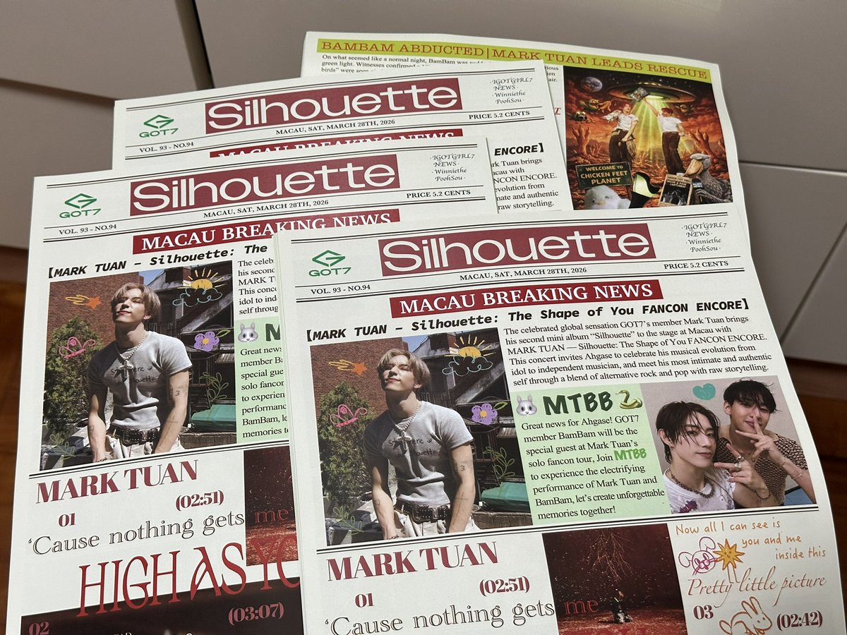 Winniessws12's tweet photo. Don’t you remember Macau Big News?
👋Please eyes on the breaking news⁉️
@marktuan 🐰 @BamBam1A 🐍
Welcome everyone to take this newspaper 💚
#GOT7 #MarkTuan #BamBam
#Silhouette #MarkTuan_Silhouette
#Marktuantheshapeofyou_Macau https://t.co/Vnapjb5sXE