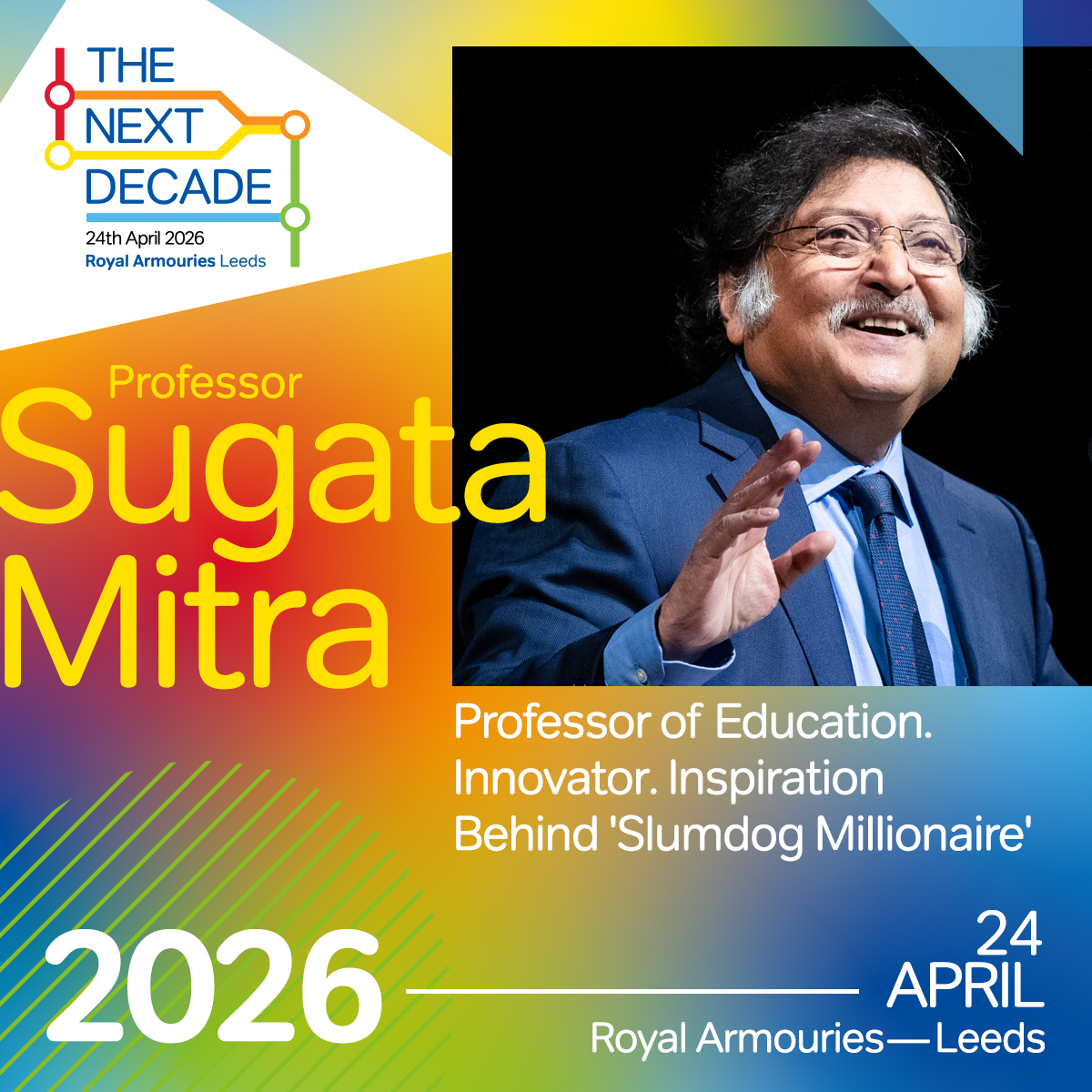 TheNextDecadeUK's tweet photo. How do we teach for a world we can't predict? 🌍✨

Professor Sugata Mitra - innovator, inaugural TED Prize winner, and the inspiration behind Slumdog Millionaire - is joining us at #TheNextDecade to answer that very question...

Last tickets remaining at https://t.co/NrMfd7vOEX https://t.co/GJ90akUqVP