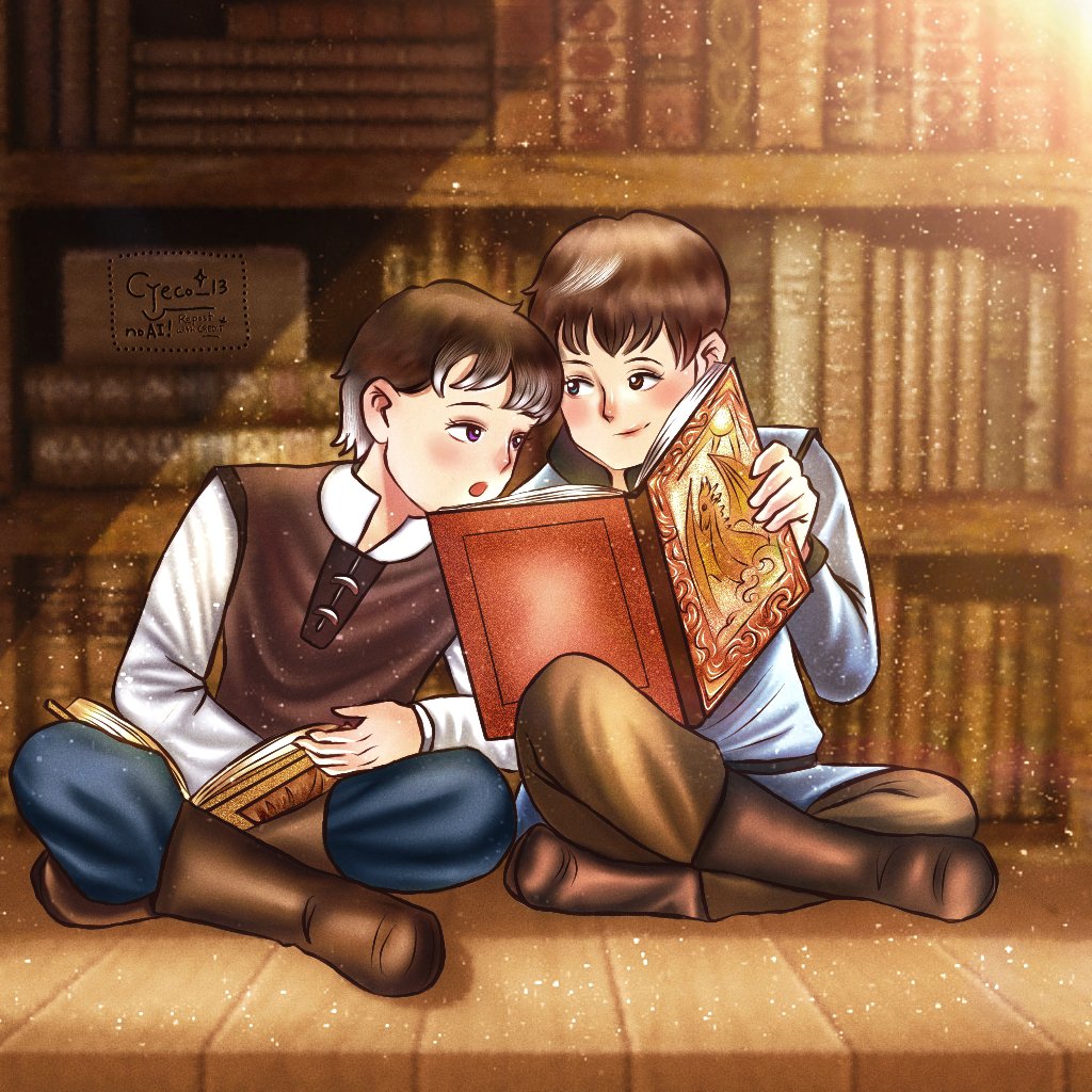 Matarys and Valarr love sneaking into their father's library just to read books about dragons.📚✨

#aknightofthesevenkingdoms #akotsk #akotskfanart #asoiaffanart  #asoiaf