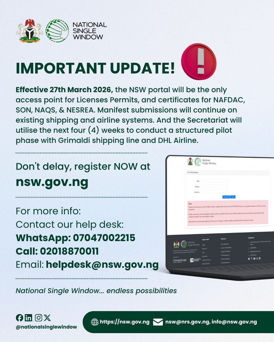 NATIONAL SINGLE WINDOW tweet media