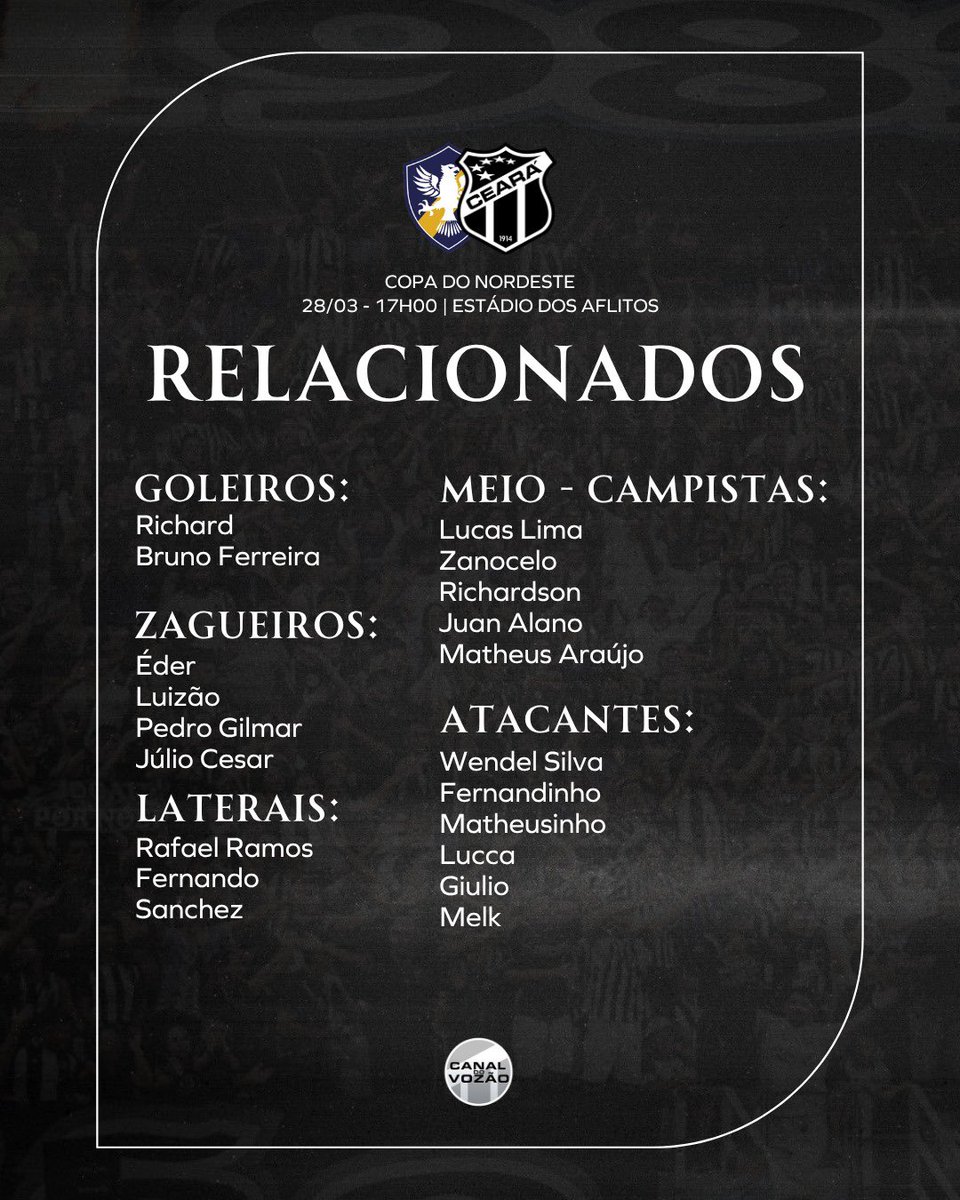 Ceará já embarcou para o jogo pela Copa do Nordeste.
