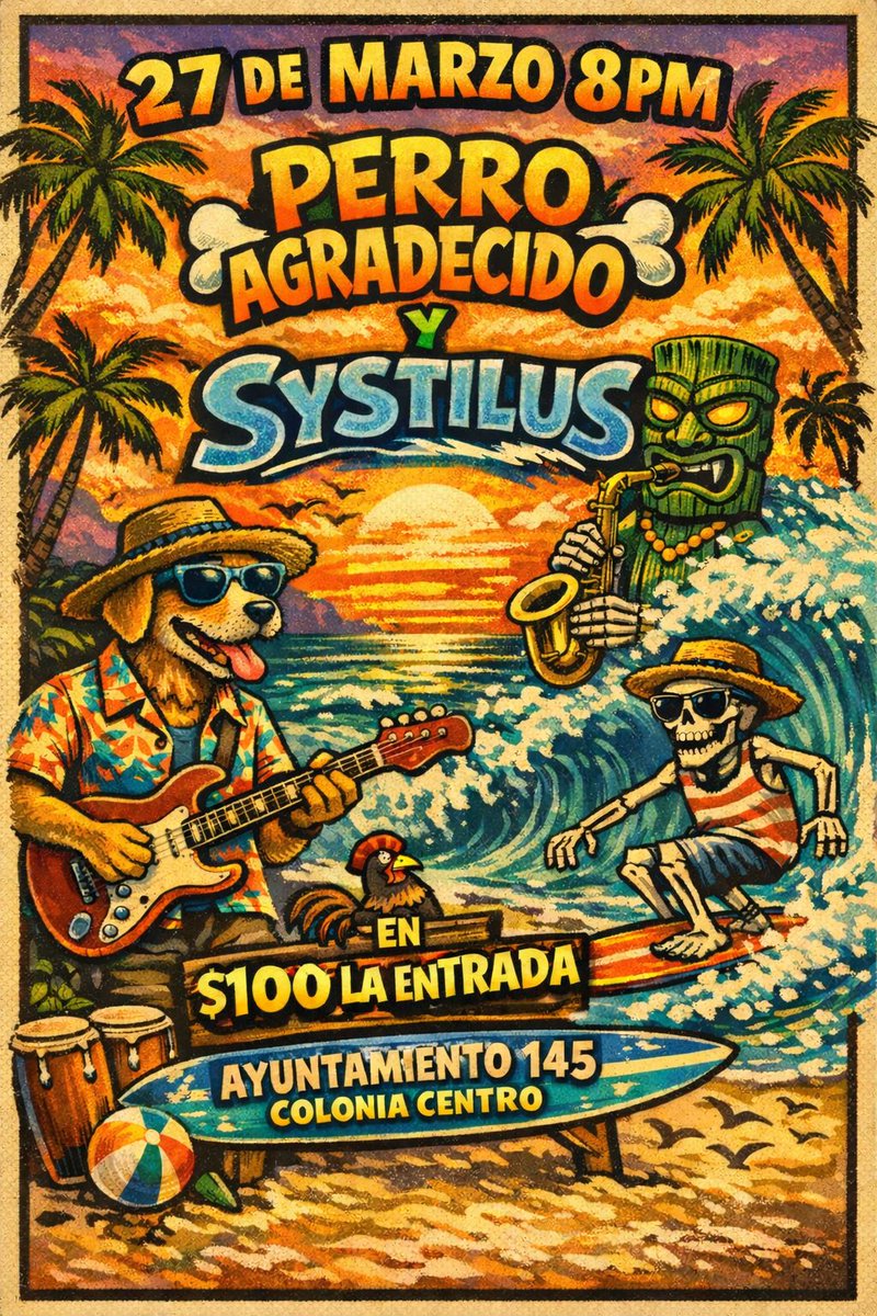 sysmalakian's tweet photo. Today Perro Agradecido Cumbia and Systilus live at Capitán Gallo special guest @doc Burner #PerroAgradecido #systilus #CapitanGallo #surfmusic https://t.co/PwZuX0ZkOE
