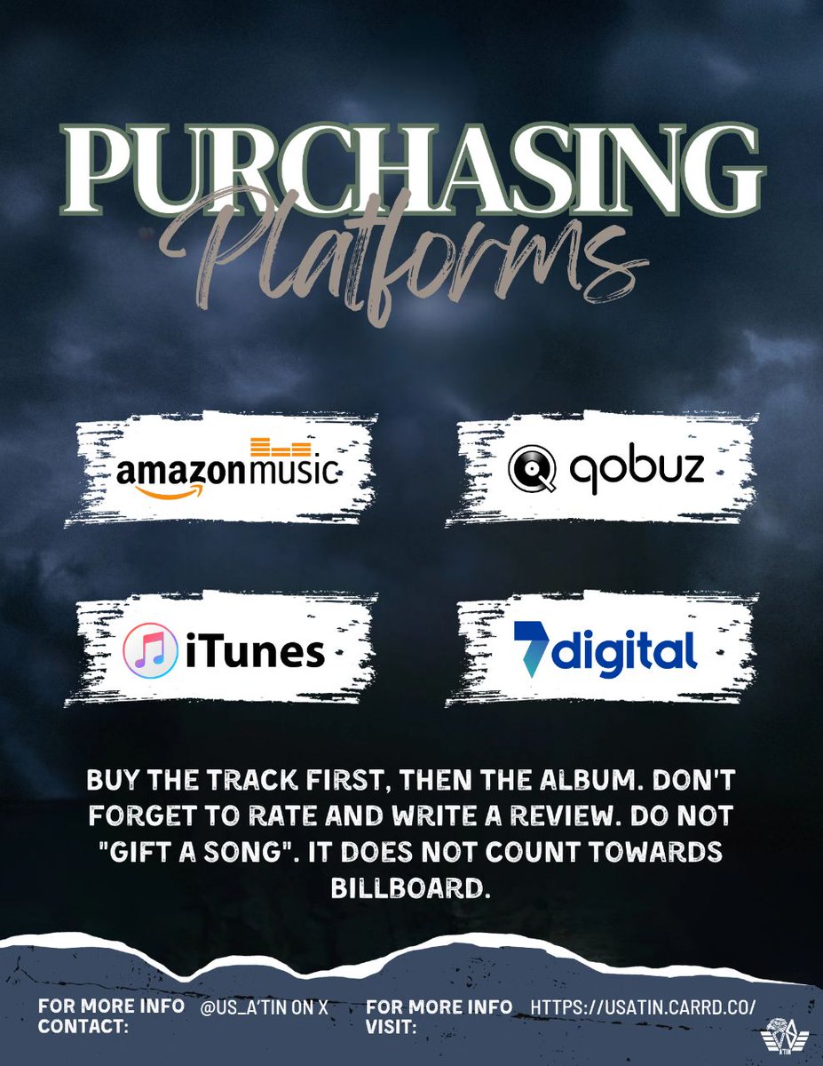 US_ATIN's tweet photo. [Kindly scroll down and read the important reminders below.]

💥 Less than 3 hours to go!
Wave 1 begins today, March 27th, for A'TIN and SB19 supporters in the US. 🌊 This is where the end becomes the beginning. We will be purchasing across all platforms.

Be ready for the 9AM PDT/12PM EDT call. When the time comes, we show up loud, focused, and united. Every purchase is a heartbeat. Every click is a step forward. Whether you’ve been waiting for this or you’re stepping into the circle for the first time, you belong here.

📌Important Reminders:
🔹 Start by purchasing the 24 tracks individually, then the album. If your budget permits, grab both the explicit and clean version.

🔹 If you're on a tighter budget, you may purchase the top 10 tracks (see the list below) and then the album.
1. Emoji
2. Toyfriend
3. Memories
4. Everblack
5. Wakas
6. Visa
7. What (Wakas At Simula)
8. Mana (Wakas At Simula)
9. Bazinga (Wakas At Simula)
10. Mapa (Wakas At Simula) 

🔹 If your budget is just enough for 2 tracks, go for Emoji and Toyriend.

🔹 DO NOT USE VPN!
🔹Give the album a 5-star rating and write a review.
🔹Delete 'Wakas At Simula' album and the individual tracks from your library to repurchase with different details (iTunes).
🔹Don't 'gift a song or an album'; it does not count toward a Billboard chart.
🔹Make sure to download all your purchases from Amazon Music, Qobuz, and 7Digital so they count toward the Billboard charts.

💥 Want to help boost our numbers even further? Encourage your friends and family to buy the WaS album too! Just be sure to pay them back. 😉

This is ATIN moving as one.
🌀 One fandom. One sound. One powerful start. Sama‑sama.

P-POP KINGS COMEBACK 
SB19 WaS ALBUM RELEASE
@SB19Official
#SB19 #WakasAtSimula