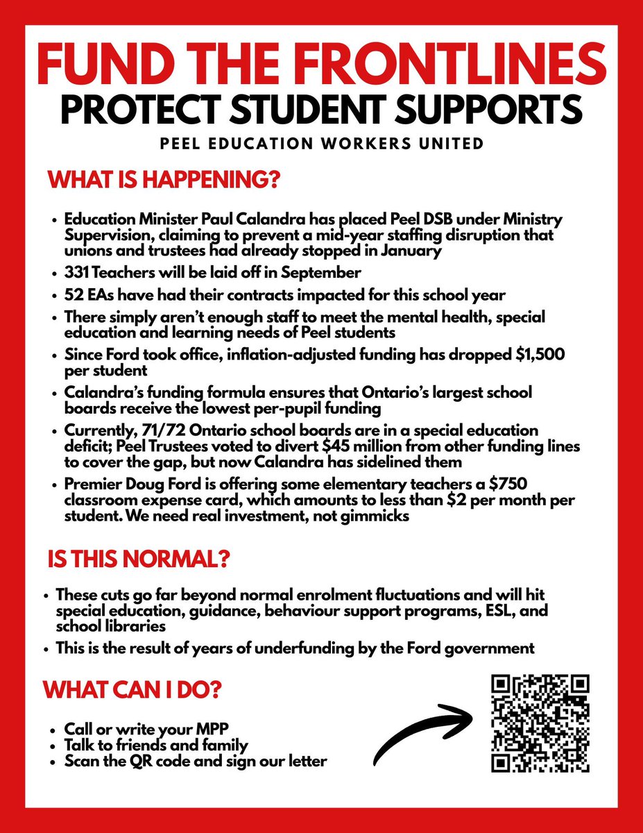 osstfd19otbu's tweet photo. The Education Budget was just released, with projected enrolments dropping again... 💸 🤔 💸 Do you know what's happening in the PDSB? ✂️
Join us in speaking up. #FundTheFrontlines #PEWU #OntEd https://t.co/8pTWC48LS5