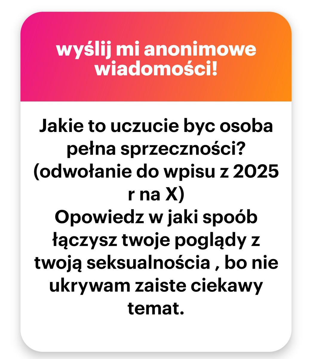 Że ktoś to jeszcze pamięta XD ale no nie łącze tylko rozdzielam grubą kreską życie prywatne z polityką i poglądami