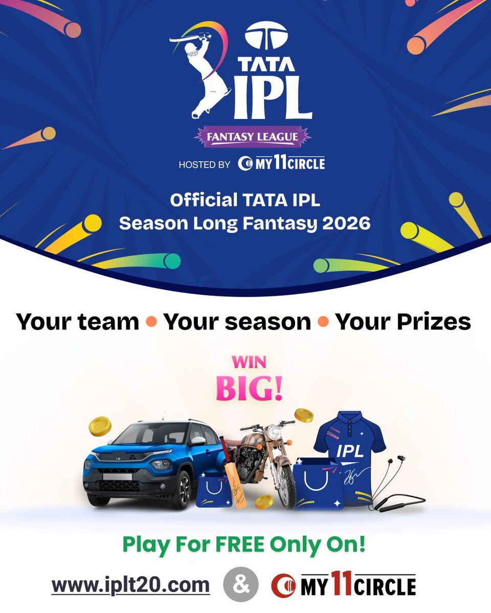 HitmanCricket's tweet photo. Good news! The Official TATA IPL 2026 Season Long Fantasy is LIVE on My11Circle & https://t.co/xt0JqGu1mS 🏏🔥

👉 Comment your favorite IPL team and use #My11Circle. One Lucky winner gets ₹500.

🔗 Link to Play: https://t.co/22VQarokr2

Can't wait to dominate the IPL fantasy. Join me.