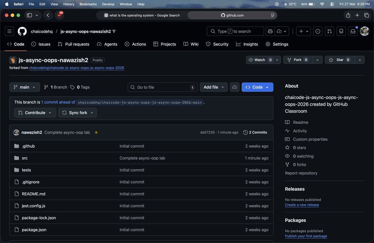 nawazish_khan1's tweet image. Done with js-async-oop assingnment 💻
this was really tough for me tbh . 
test cases were failing again and again  but yeah done for now 

@Hiteshdotcom @nirudhuuu @piyushgarg_dev @ChaiCodeHQ 
#javascript #oop