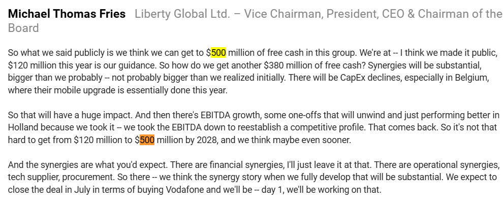 stockspinoffss's tweet photo. Just to update this situation. Management is hinting that Ziggo will pay 70% of FCF as a dividend. Assuming it trades at a 10% dividend yield (closest peer trades at a 3.7% yield) That works out to $11/ per share of $LBTYA. Stock trades at $12. https://t.co/ZDfztWdorx