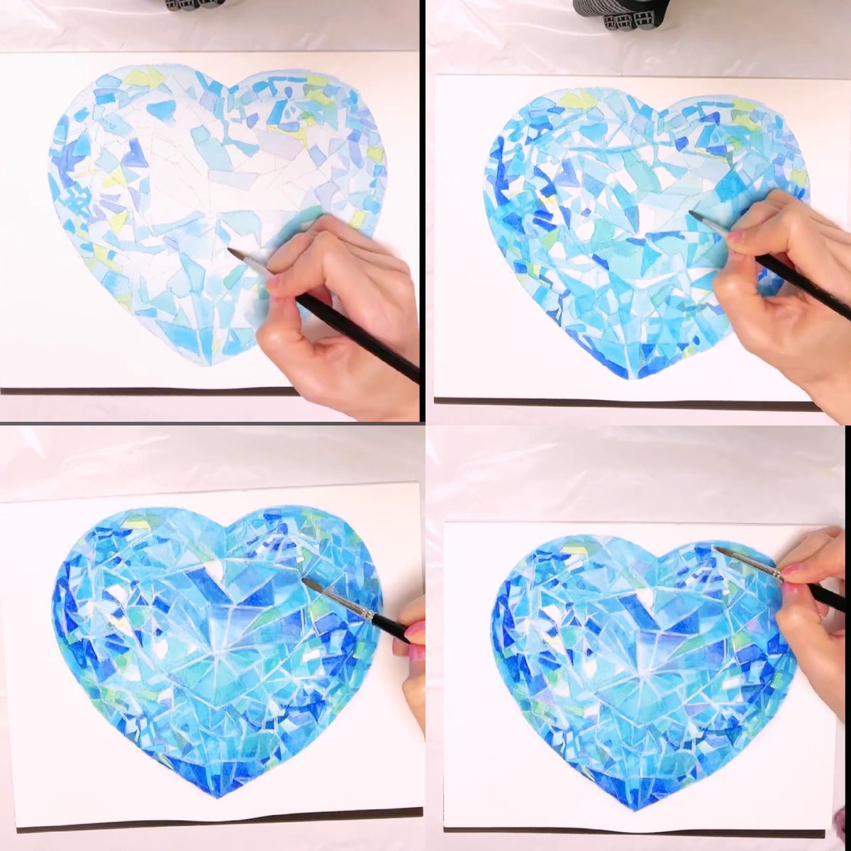 ハートのアクアマリンを
水彩で描きました🌊

海のような静けさと澄んだ光
でも本当の魅力は奥にあるゆらめき

淡いブルーと深いブルーを重ねて
愛と浄化の光を表現しています

ふと目に入ったとき
呼吸が深くなるような宝石になっていたら嬉しいです💎✨

今日もおつかれ様でした🌸
