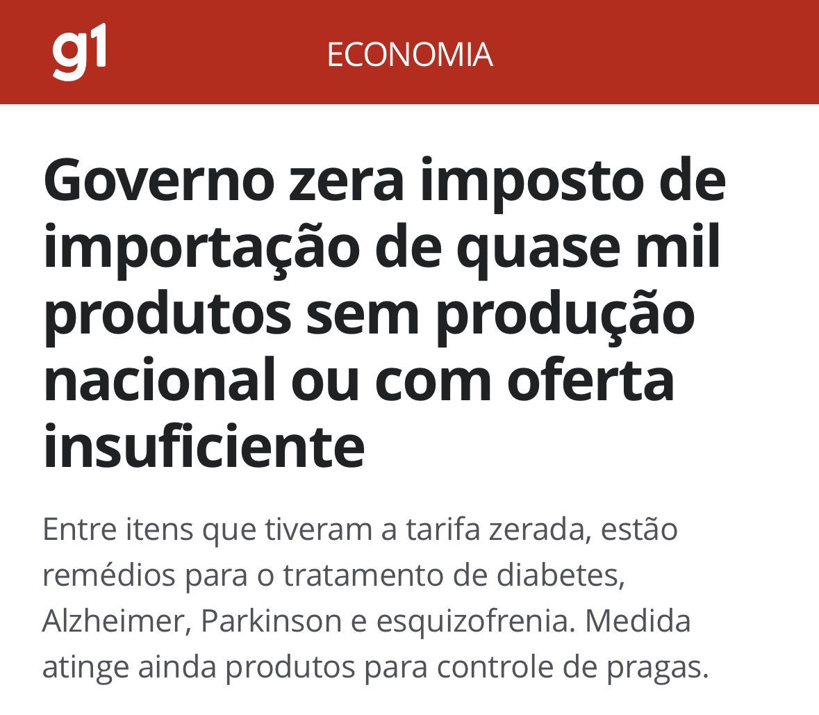 🇧🇷 Medida importante!

O governo Lula zerou o imposto de importação de quase mil produtos que não têm produção nacional ou estão em falta no país. Isso inclui medicamentos essenciais e itens para o dia a dia.

É mais acesso, mais qualidade de vida e menos custo para o povo.