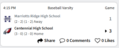 HoCoBsblReport's tweet photo. Good pitching beats good hitting (every time?) -- Evan Rayne goes 5 scoreless and the bullpen hangs on. Seniors Brady Harris and Aiden Gauthier add two hits each to pace the offense. https://t.co/KTXIUFEFgY