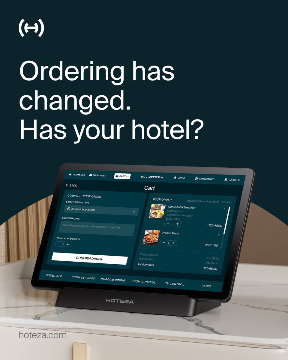 How did you order food this week? Probably in a few taps.
Now your hotel guest gets… a phone and a paper menu 📞
That’s where revenue is lost.
With Hoteza tablets, ordering is instant and upsells happen naturally.
#HospitalityTech #GuestExperience #Hoteza