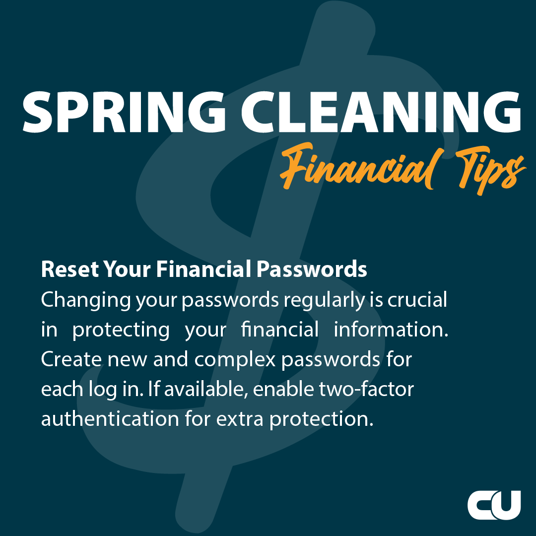 Using the same old password across multiple sites can leave you vulnerable. Taking the time to update each password helps protect you from unauthorized access and fraud. 🔒

#WeAreFFCU #peoplehelpingpeople #thatsourtradition #Spring #SpringCleaning