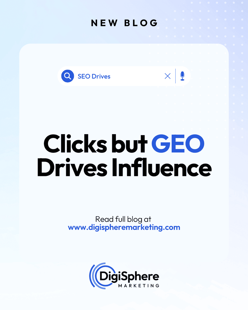 digispheremkt's tweet photo. Getting clicks is great, but what about influence?

SEO gets you found. GEO gets you chosen.

Search is evolving, and rankings alone aren’t enough. Trust and authority now drive results.

Read more 👇
📖 https://t.co/4nBHT3UrOY

#SEOvsGEO #DigitalMarketing https://t.co/podzZms6j0