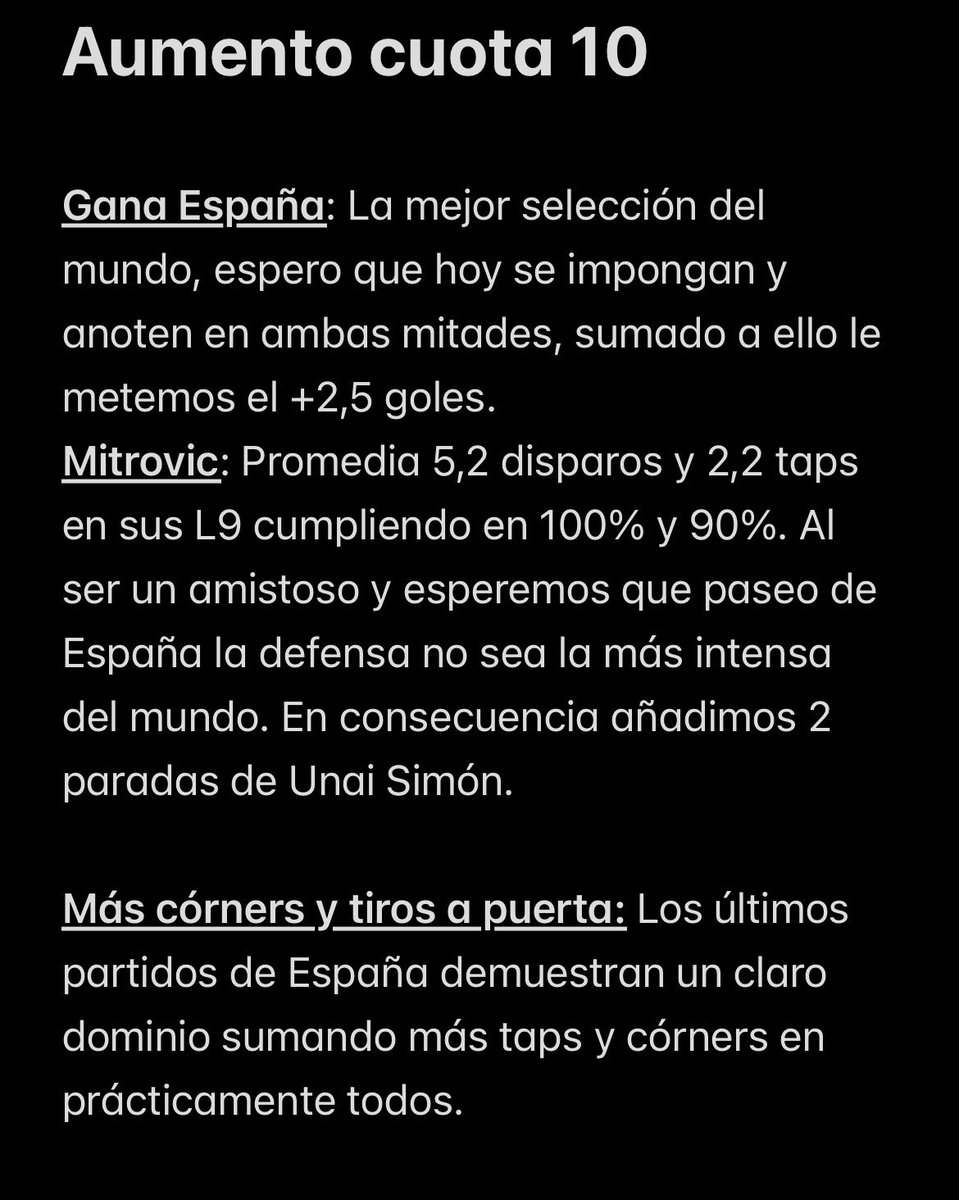 SHARKBETS00's tweet photo. Aumento cuota 10

España v Serbia 🇪🇸

Análisis tímido 📊

Si es ✅ daré 30€ a alguien que de ❤️ https://t.co/TQ9wMB8oZt