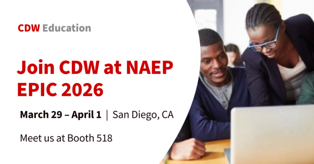 HealthcareKate's tweet photo. No fluff—just outcomes. Meet @CDWCorp at NAEP 2026, Booth 518. Come say hi, share your priorities, and grab next steps you can act on fast. https://t.co/8mKIgfpffO https://t.co/F0dS7aoV0T