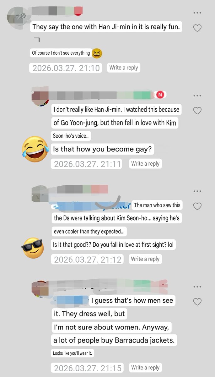 Fanboy. 🤭

[Naver ☕️]
Comments:
"I watched this because of GYJ, but then fell in love with Kim Seon-ho's voice..
Is that how you become gay?"

"All the guys who watched this were talking about Kim Seon-ho... saying he's even cooler than they expected..."