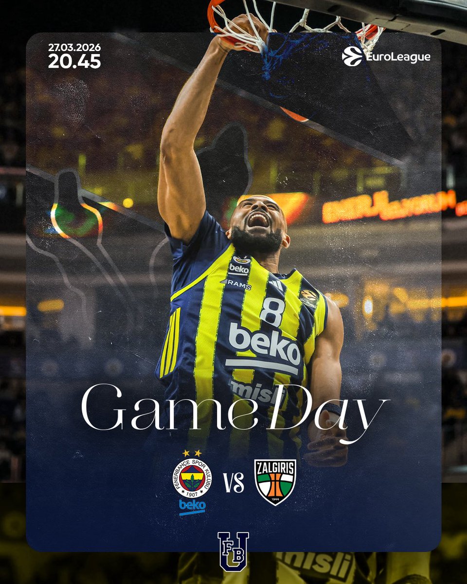 🔥 Maç günü!
🏆 <a href="/EuroLeague/">EuroLeague</a> 34. Hafta 
🆚 Zalgiris
🕘 20.45
📍 Ülker Spor ve Etkinlik Salonu
📱 #YellowLegacy