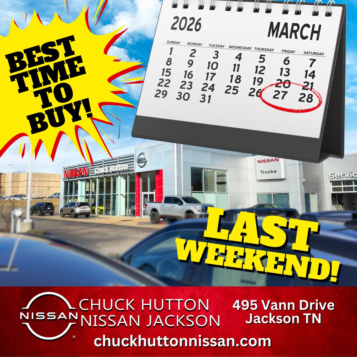 CHNissanJackson's tweet image. This Friday &amp;amp; Saturday — the last weekend of March — it all comes together. 🚗🔥

Sales team goals.
Dealership goals.
Manufacturer goals.
End of the 1st quarter.

That means one thing for you… opportunity.

#EndOfMonth #EndOfQuarter #BestTimeToBuy