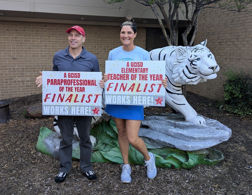 TimberlineNews's tweet photo. Congratulations to Coach McDougal and Coach Sode! They are finalists for GCISD Teacher and Para of the Year! https://t.co/Jz7USv0awK