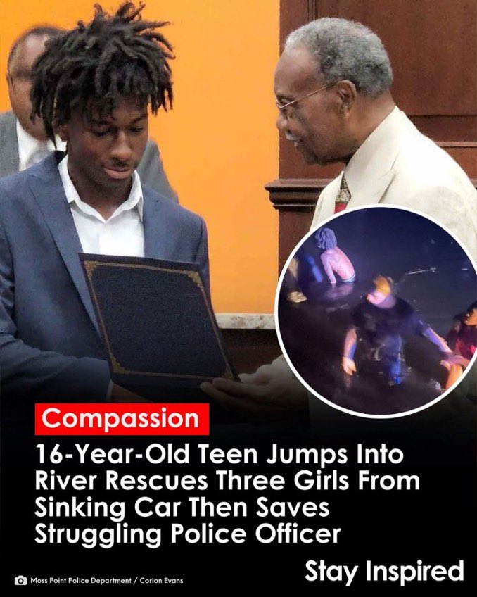 PASCAGOULA, MISSISSIPPI Hero💪🏽😤

16 Yr Old Corion Evans Was Hanging Out With His Friends When He Saw A Car Plunge Into The Pascagoula River In Mississippi. He Saved 4 Lives🎖️🏆