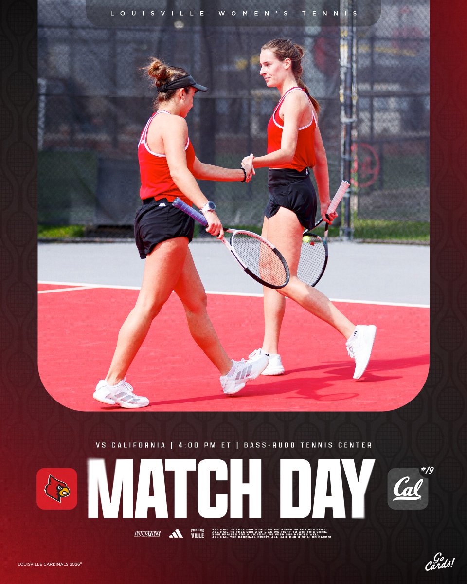 Locked in 🔒

🆚 No. 19 California
📍 Bass-Rudd Tennis Center
🕓 4 p.m. ET
📊 uofl.me/4lUzGFW
📺 uofl.me/4sA84Zg

#GoCards