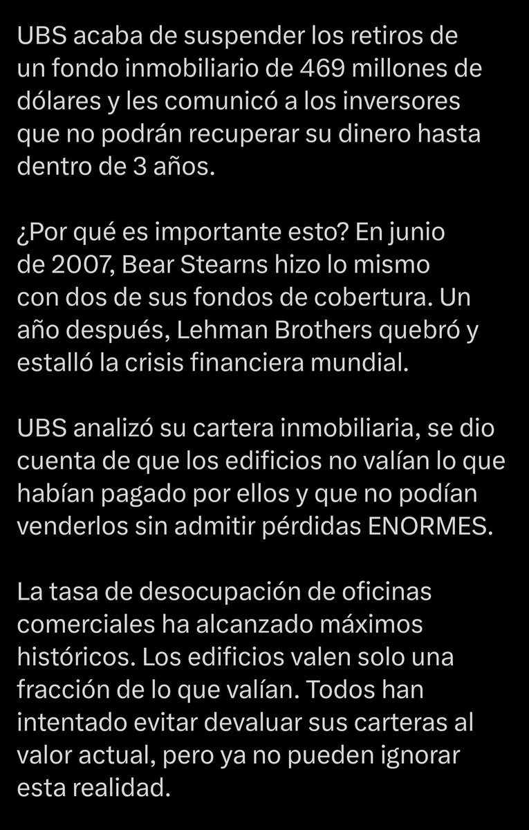 DBATTAGLIAYtube's tweet photo. UBS congela dinero de los inversores por tres años ⚠️

Despues la gente se queja de Bitcoin.

Todo el que ha necesitado liquidar BTC lo ha hecho sin problemas.

¿Donde esta el ponzi entonces?

Bitcoin es liquido, portable y seguro en tiempos de paz o de guerra.

El mejor caso de uso de Bitcoin no es comprar es que puedes vender.

Bitcoin esta barato 🚀