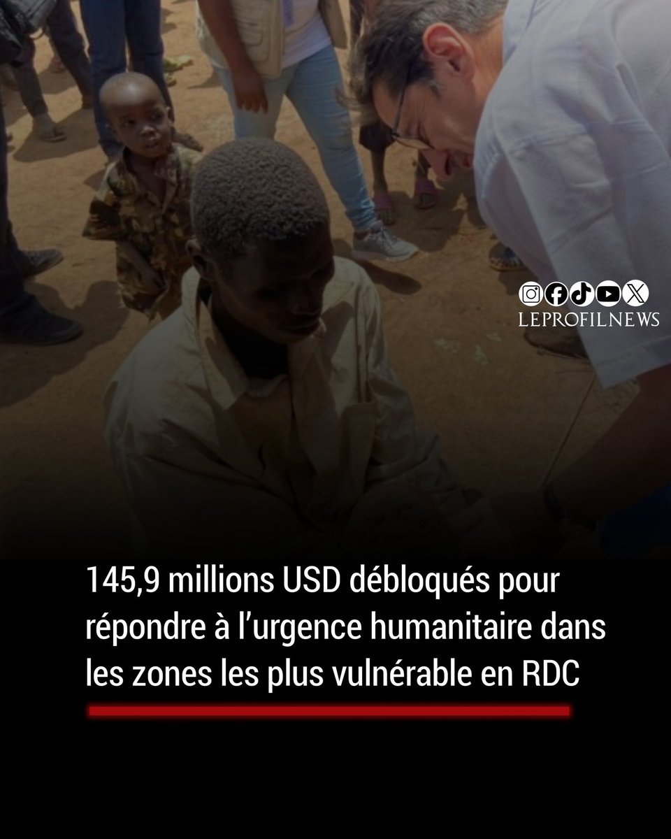 #RDC : Une enveloppe spéciale de 145,9 millions de dollars a été mobilisée pour soutenir les populations en détresse en RDC. Cette initiative, portée par les partenaires humanitaires avec l’appui du gouvernement américain.