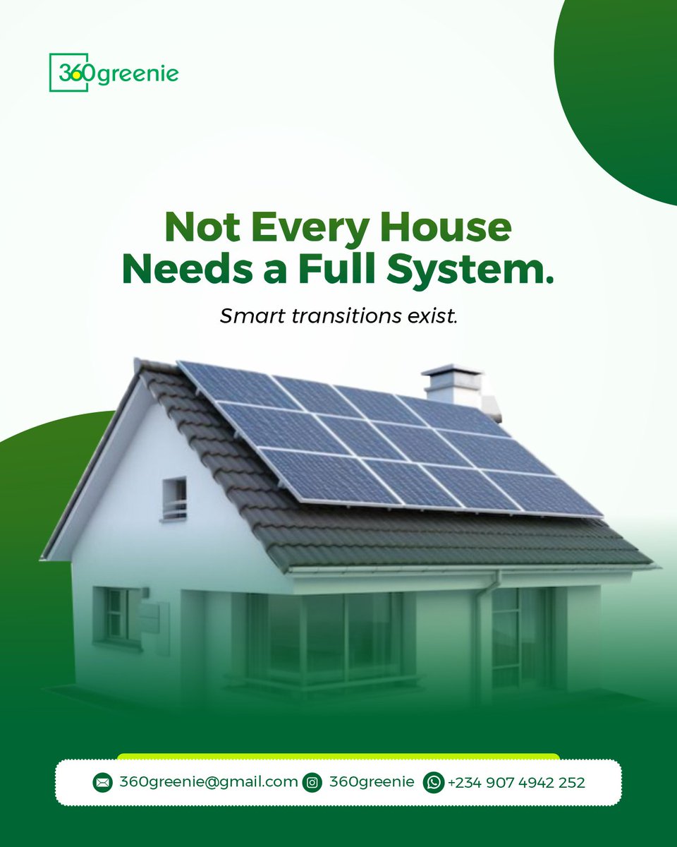360greenie's tweet photo. You don’t have to go fully solar in one day.

Many homes start small and scale gradually.
Smart transitions make solar more affordable and practical. ⚡ https://t.co/tL3qvkon3x