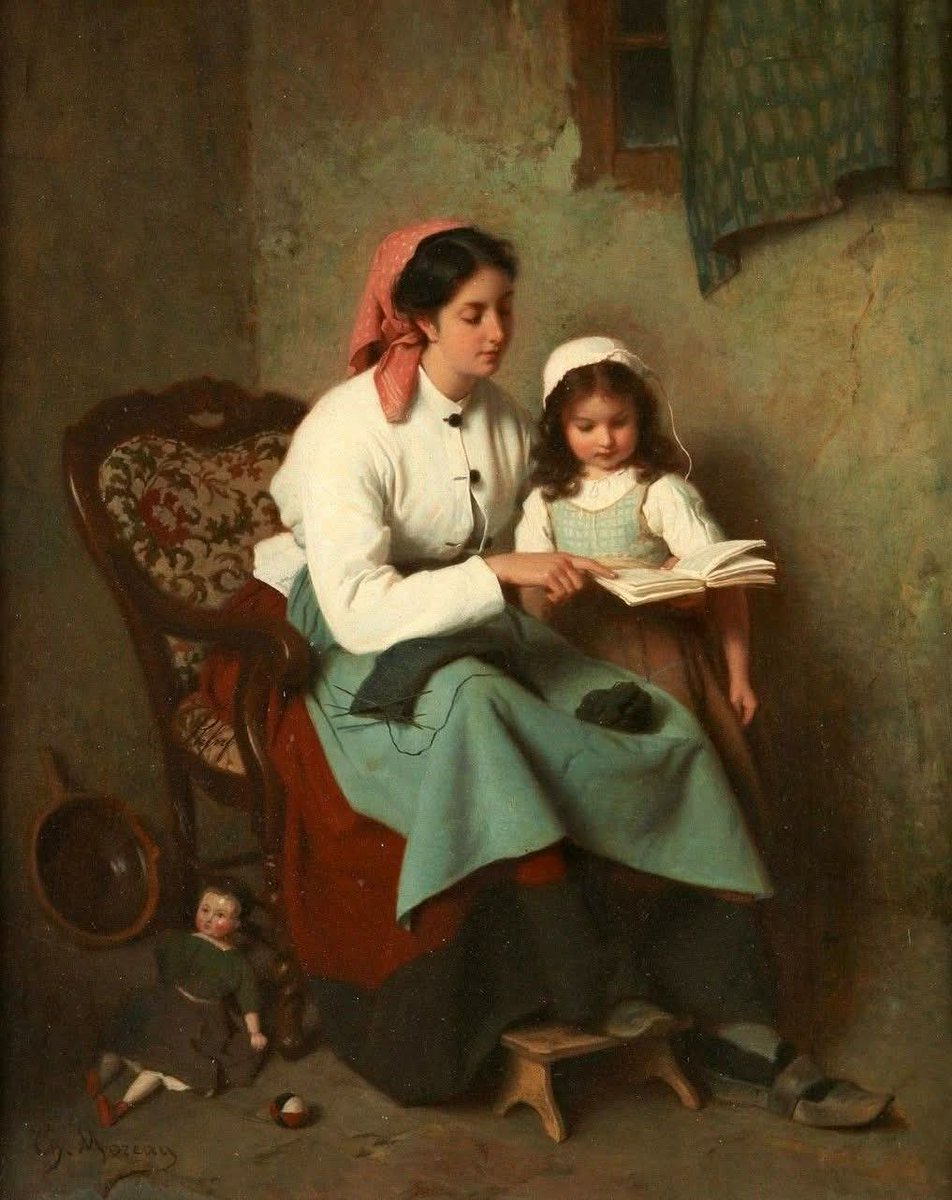 "Reading Time", (1908). 
Oil on canvas. 
By the French painter Charles Moreau, (1857-1924).

Private Collection.