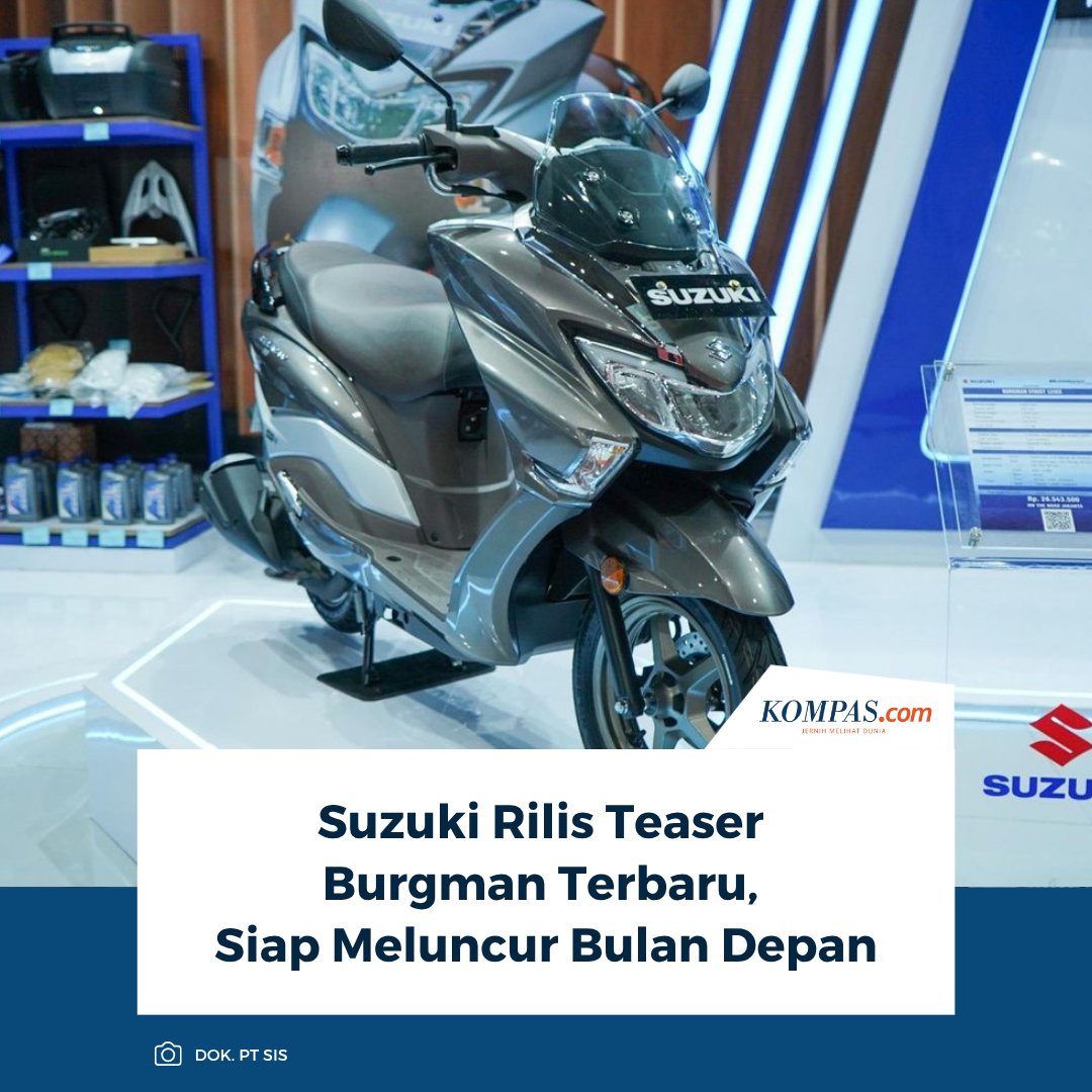 kompascom's tweet photo. Suzuki membocorkan teaser motor diduga generasi terbaru Burgman. Skuter bergaya maxi ini dijadwalkan meluncur pada 2 April 2026.
Baca Selengkapnya ππ»
https://t.co/UXmoWpLddJ
~NA #Suzuki #Burgman2026 #MaxiScooter #MotorBaru https://t.co/FC3w7aSNKu