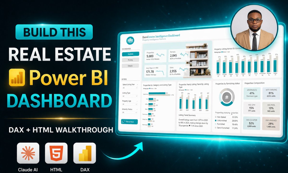 RxDono's tweet photo. Real Estates Portfolio -  Power BI Dashboard
key takeaway: using median over average gives a more realistic view of housing prices.

Walkthrough Video: https://t.co/EVlB6taKT8
 #PowerBI #DAX #RealEstate #DataAnalytics https://t.co/rww0yMYeH4