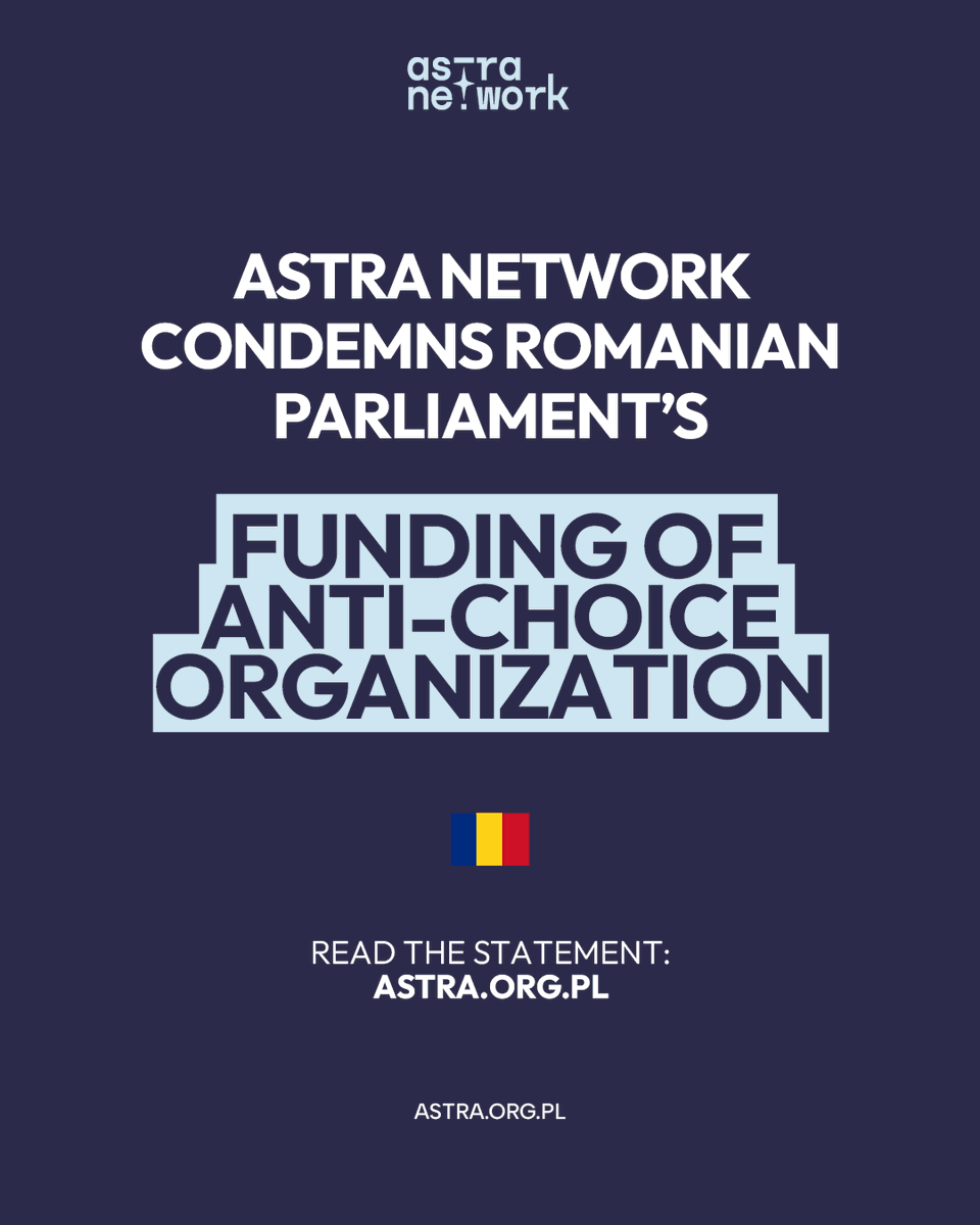 ASTRANetwork's tweet photo. We condemn Romania’s decision to fund an organization opposing reproductive rights and bodily autonomy with public money.

Public funds must support health—not harm.

Stand with Romanian feminists. https://t.co/ygHBtNRfRV
