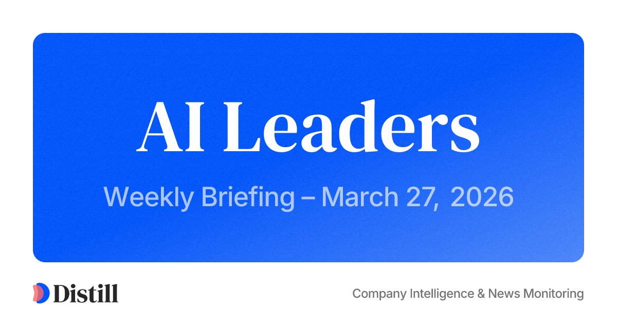 DistillHQ's tweet photo. AI Leaders Weekly Briefing – March 27, 2026

AI leaders face a turbulent week of canceled billion-dollar deals, major infrastructure investments, and significant new model releases and more.

Read the full briefing below → https://t.co/hJiVpKDgqn