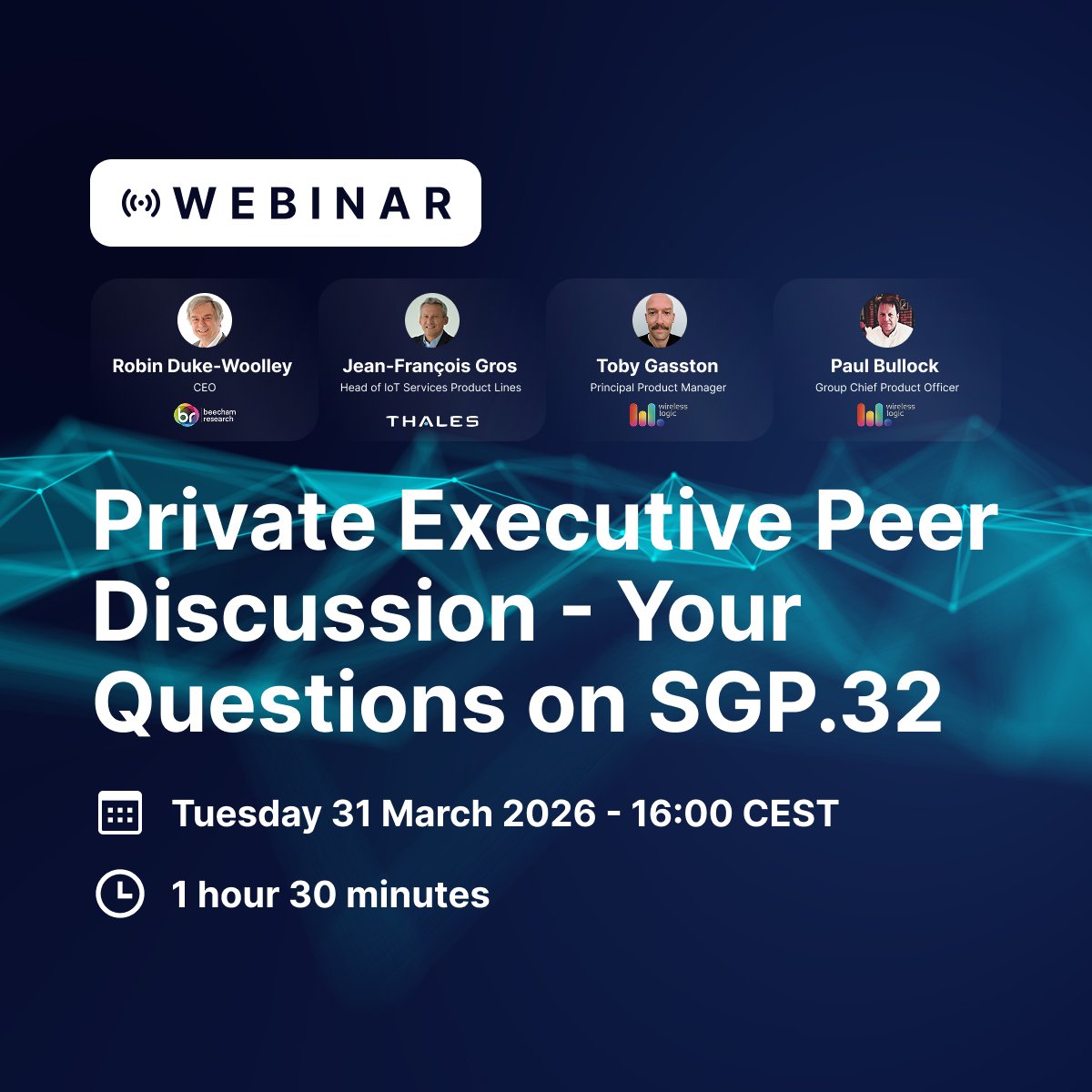 IoTNow_'s tweet image. WEBINAR TODAY: SGP.32 is reshaping how IoT connectivity is managed at scale.

Hear from experts and peers in this invite-only discussion on strategy, control &amp;amp; real-world adoption 👇
📅 31 March
👉Register bit.ly/4uU0Hh5

#IoT #Connectivity #Tech @ThalesDigiSec