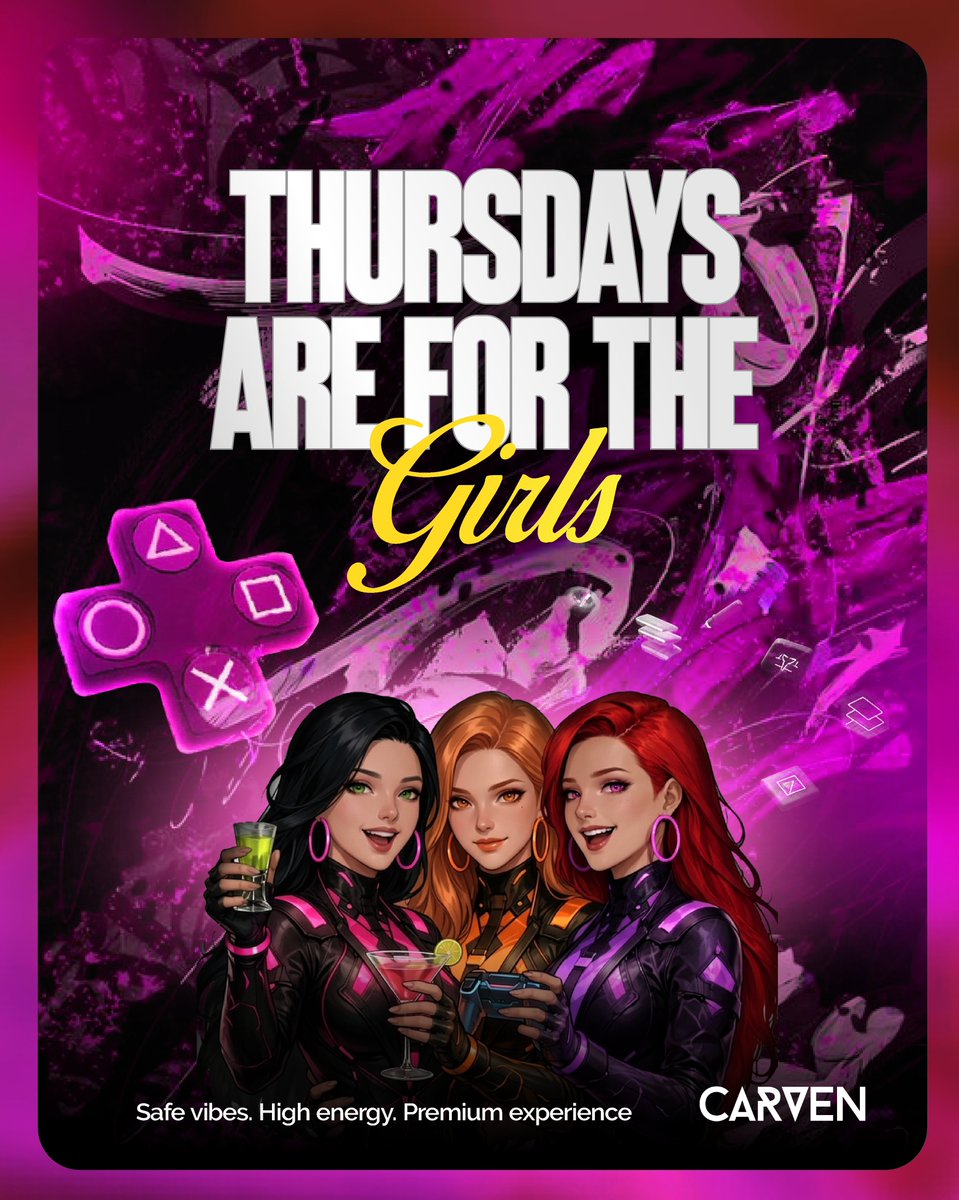 CarvenArena's tweet photo. Thursdays at Carven are for the girls. 🥂🎮
2-for-1 cocktails all night.

Pull up with your squad (4+) and the first round of shots is on us.

Tag your Player 2. 💅🔥

#GirlsNight #LagosNights #GameNight #Nightlife #Trendingnow https://t.co/TqgJAz35NS