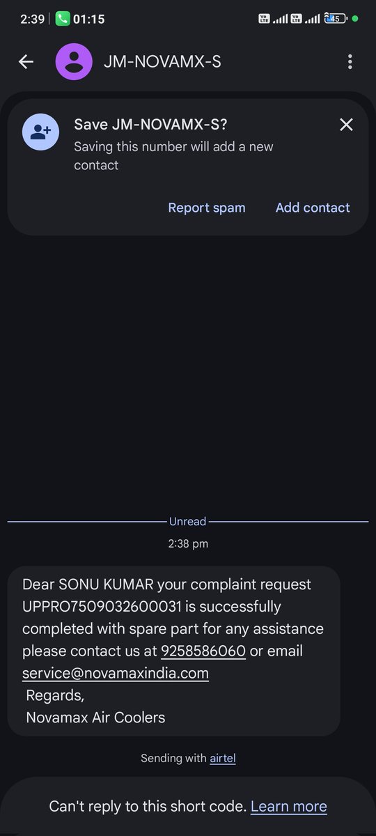 sonu221712's tweet photo. @flipkartsupport MAINE FLIPKART SE COOLER LIYA THA 1SAAL BHI N HUA KHARAB HO GYA JAB MAINE WARRANTY CLAIM KARNE KISIS KI NA BRAND SE SUPPORT MILA NA FLIPKART SE PICHHLE Q MAHINA 20 DIN SE JYADA HO GYA H COMPLAINT KARTE KARTE KOI SOLUTION N MILA AUR NOVAMAX COOLER KA AGENT FROURD https://t.co/CTEGOGzs6Q