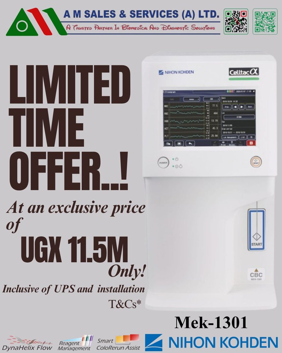 Africa_AMSS's tweet photo. Limited Time Offer..! Get Your MEK - 1301 Now At An Exclusive Price!
#AMSS #NIHONKIDEN #Biomedical #Uganda https://t.co/3FbZYi1t43
