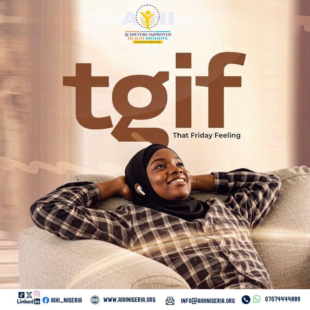 aihi_Nigeria's tweet image. That Friday feeling is here and the weekend is calling. Time to wrap up the week, slow things down, and step into rest, joy, and good vibes. You’ve done enough, now recharge. 

#FridayFeeling #WeekendVibes #TimeToUnwind #RestAndRecharge #GoodEnergyOnly #AIHIForWellbeing