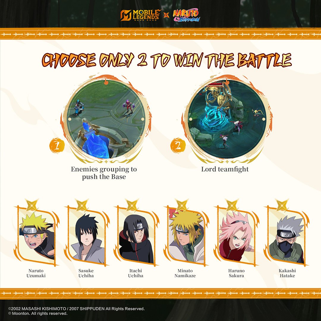 MobileLegendsOL's tweet photo. Ninjas, if you find yourself in a disadvantageous situation in-game and can pick two ninjas as teammates, who would you choose to win the battle? Share your choices and reasons!

#MLBBxNARUTO
#MobileLegendsBangBang
#MLBBNewSkin
#NARUTO
#MLBBFreeGaaraSkin
#ValirFreeSkin https://t.co/W6iF4qzoXn