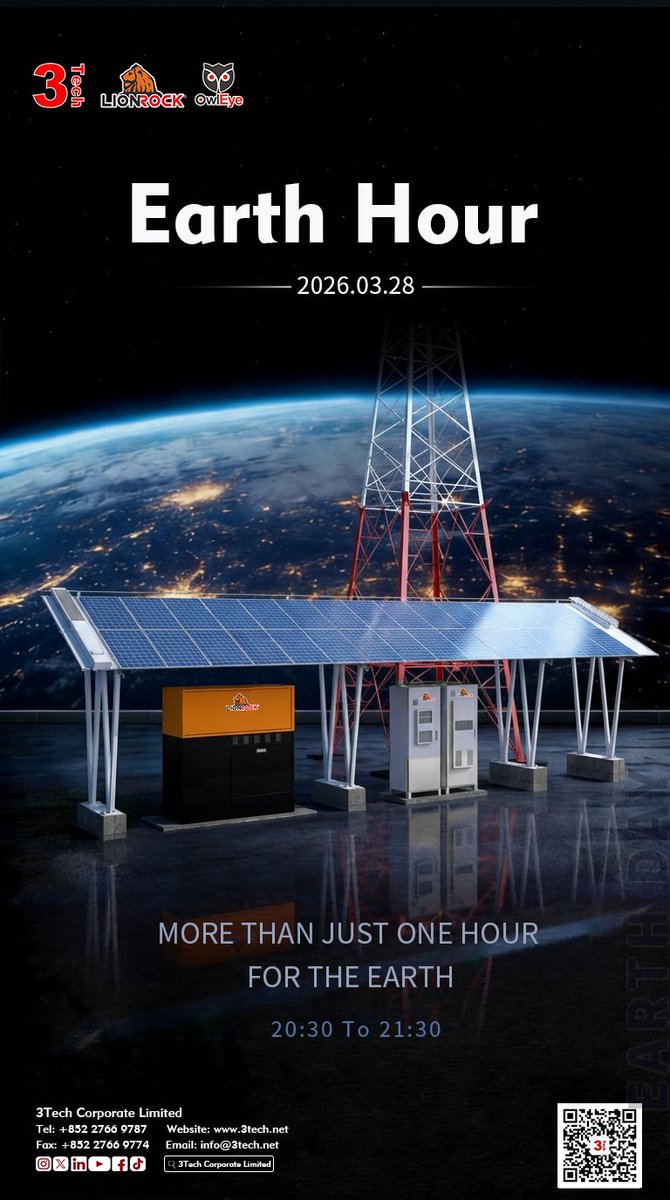 3Tech_Corporate's tweet photo. "MORE THAN JUST ONE HOUR FOR THE EARTH! Earth Hour is a catalyst for our daily drive towards sustainability. LionRock hybrid energy systems, we're forging a path to cleaner digital energy. Conserve, cut waste, and go green. Together, we power a brighter, sustainable future! " https://t.co/95GaHUB1cE