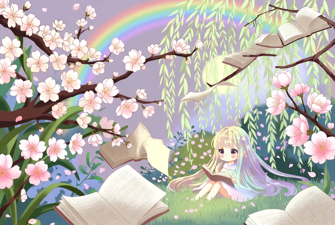 oaesx's tweet photo. 沈黙がそっと物語をひらく🌿

桜の別離が風に揺れ🌸
さらり桃の祝福が光をほどく🌞

柳の祈りが影を結び💧
とろん古典の頁が息をひそめる📖

沈黙の語りが胸に落ち🌬️
しんと植物の象徴が時を照らす🌙

文学の庭がそっと重なり🌈
言葉の奥で草木が咲く瞬間💫

#沈黙する草木 #植物の象徴性 #文学に咲く https://t.co/sMYPGBXTs0