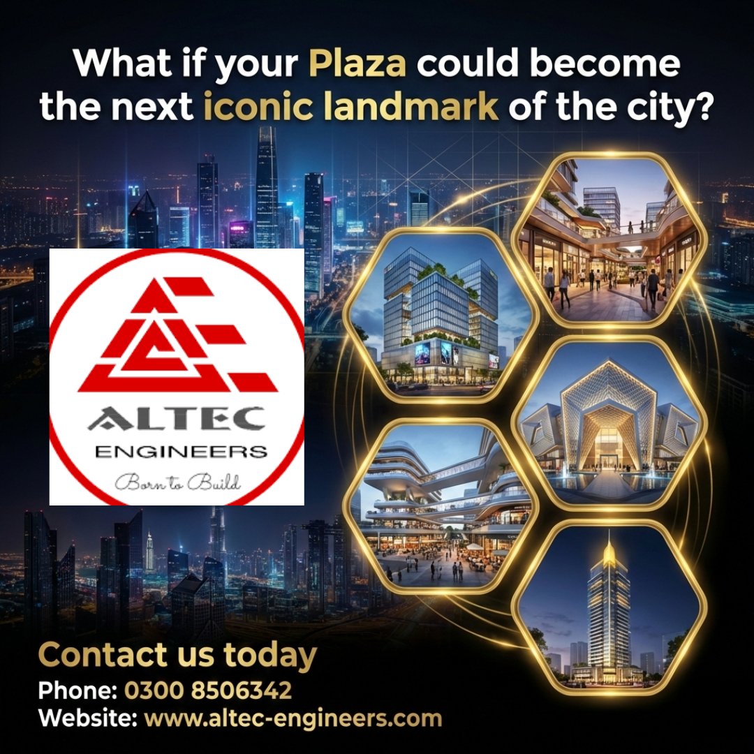 AltecEngineers's tweet photo. What if your Plaza could become the next iconic landmark of the city? Build it with ALTEC Engineers | 0300 8506342 | https://t.co/84EXrUdaEt #PlazaDesign #CommercialDevelopment https://t.co/7Ml1VSwnKh